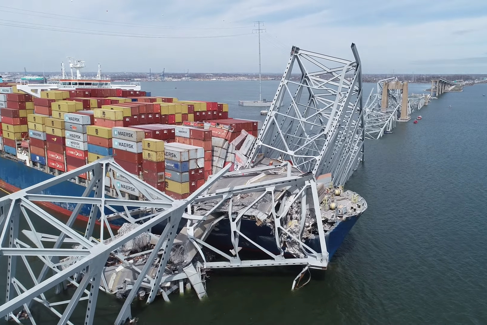 Francis Scott Key Bridge destroyed by Cargo Ship