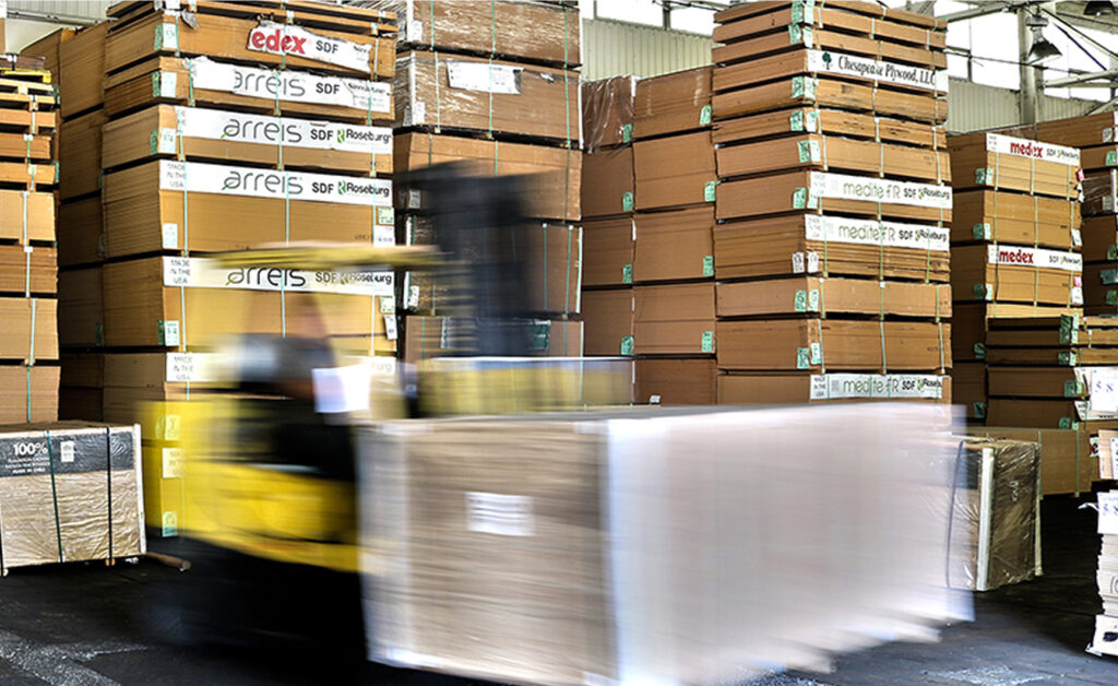 Chesapeake Warehouse with blurred forklift in foreground