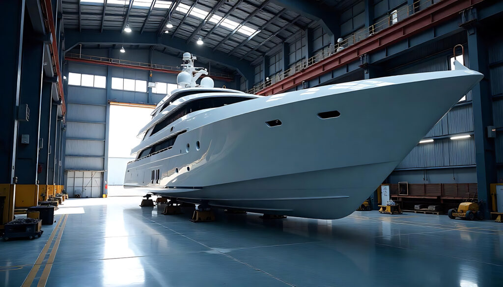 Modern Luxury Yacht under construction