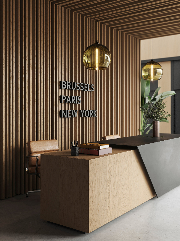 Astrata Slats used in lobby reception