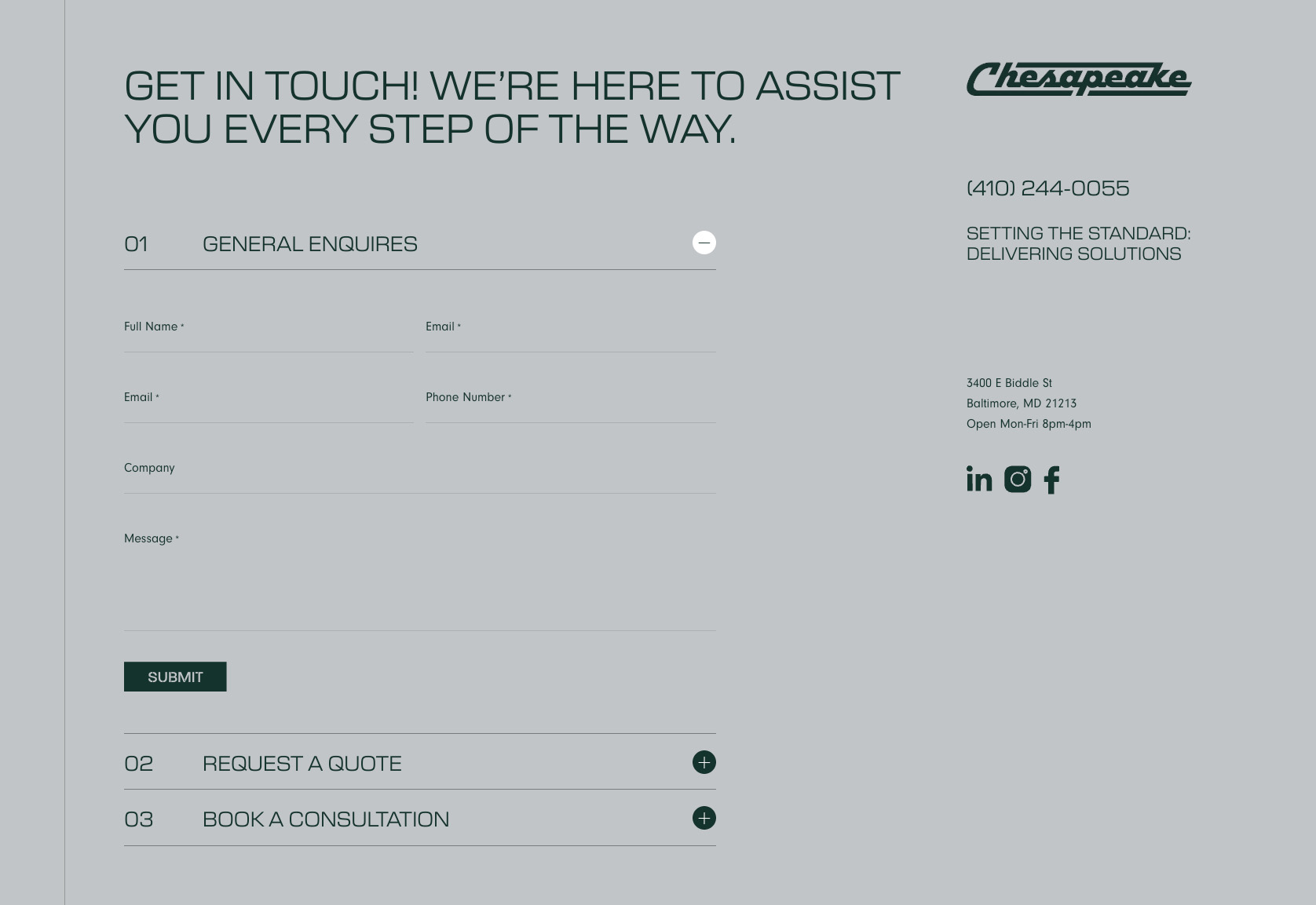 Chesapeake Website Contact Form