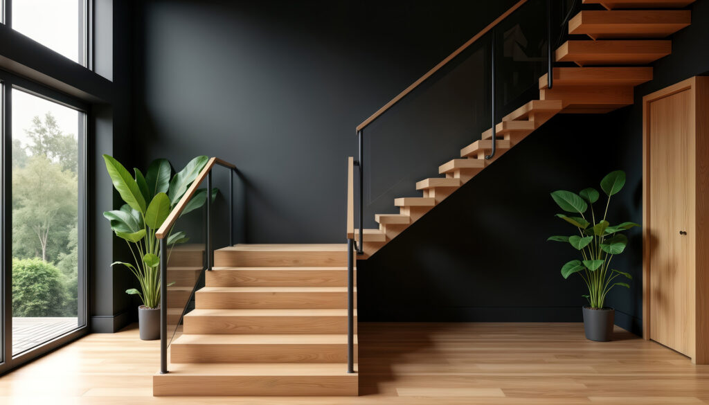 Modern wooden staircase