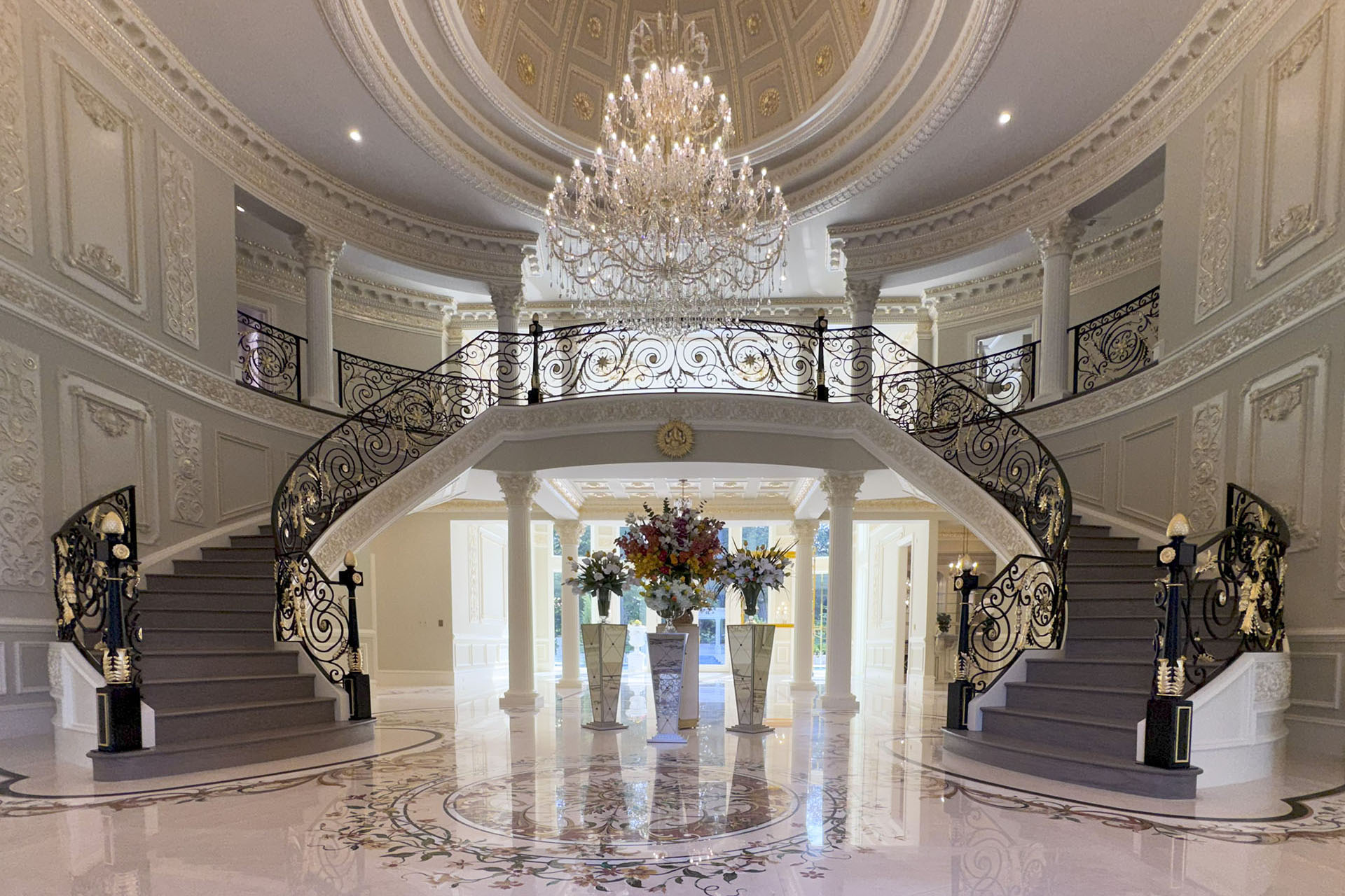 ornate double staircase