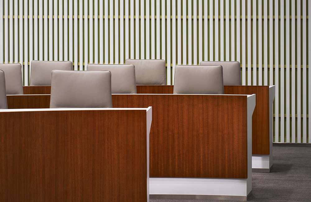 wooden panelling in a lecture theater